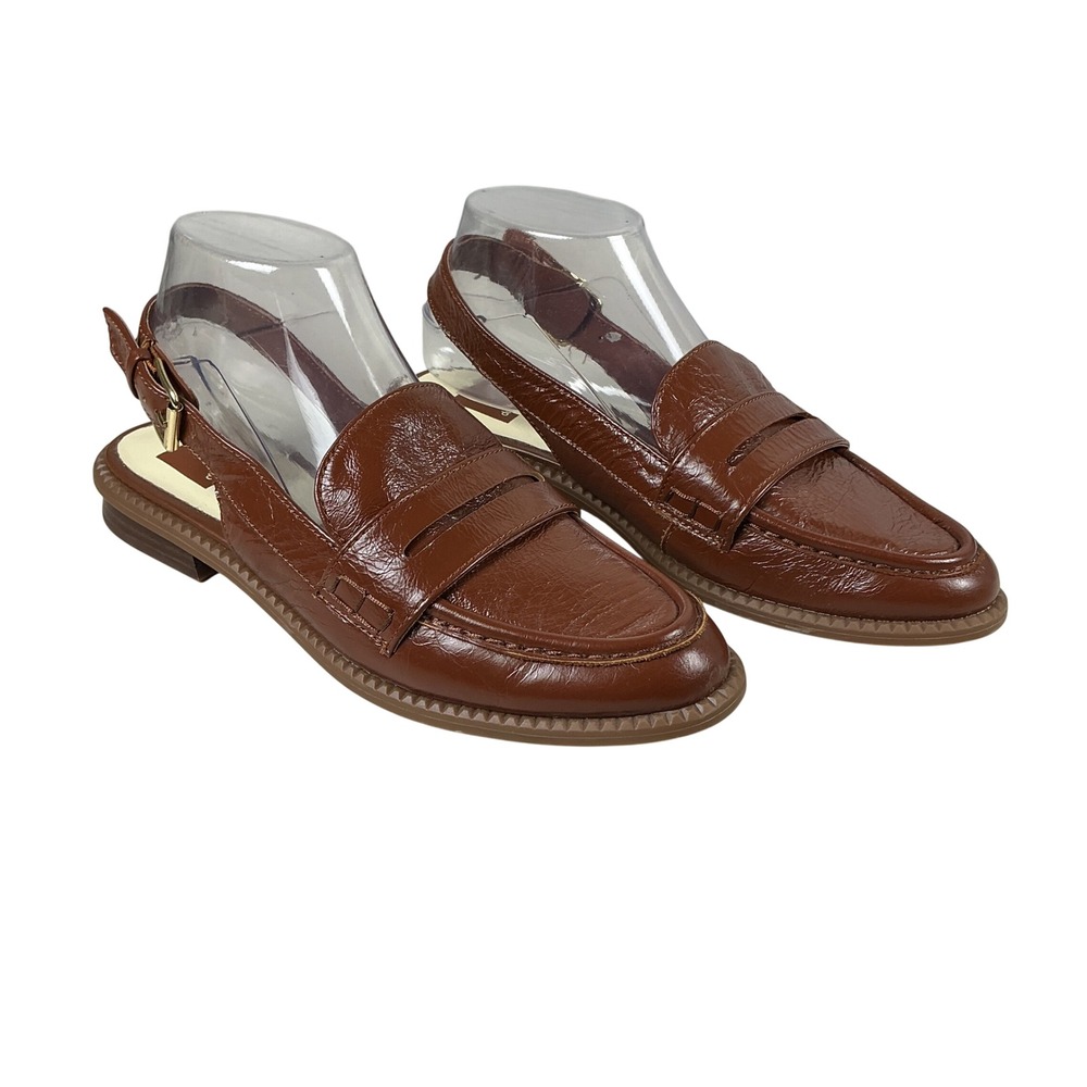 Dolce Vita Howell Cognac Brown Leather Slingback Penny Loafers Size 8M